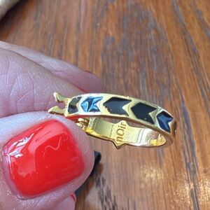 nOIr gold tone hoops with spike and black enamel inlay NWT